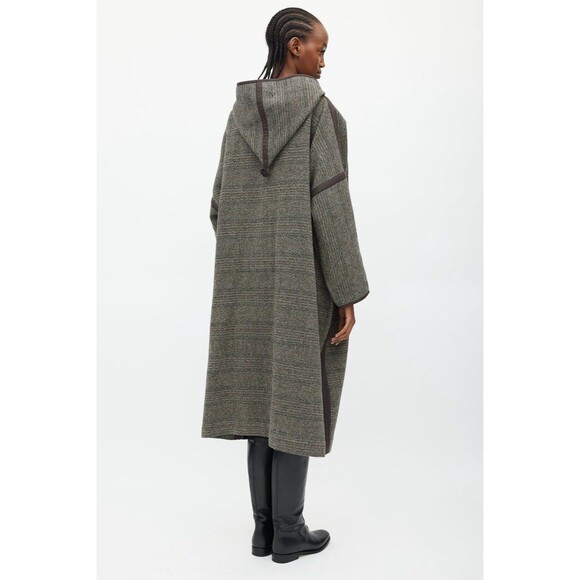 BEULAH Style Women Cotton-Blend Open Front Hooded Coat Brown One Size - Picture 13 of 14